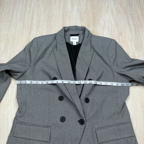 Nine West Microcheck Double Breasted Career Classic Workwear Blazer Jacket Large - Picture 7 of 15